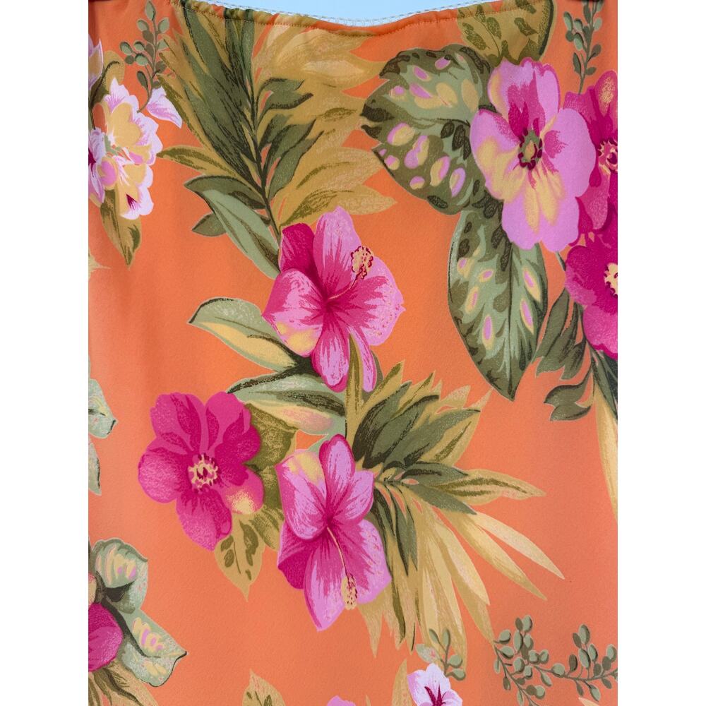 Vintage Pierre Cardin Womens Midi Slip Skirt Size 8 Orange Tropical 90s Carrie - Picture 8 of 11